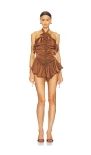 The Dolls House Fleur Playsuit In Brown