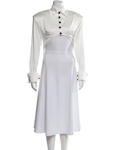 Pre-owned The Dolls House Mock Neck Long Sleeve Crop Top In White