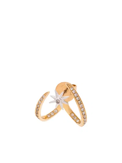 The Drays 18k Yellow And White Gold Griffes Diamond Earring In Silver