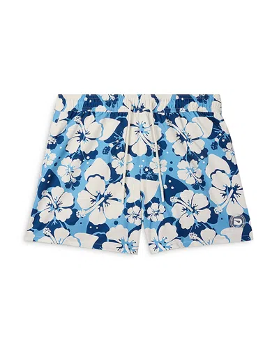 The Drip Shop Boys' Hibiscus Swim Shorts - Big Kid In Blue