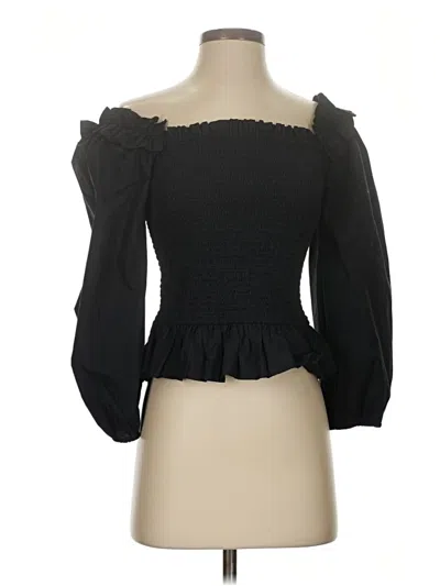 Pre-owned The Drop 3/4 Sleeve Blouse In Black
