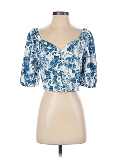 The Drop 3/4 Sleeve Blouse In Blue