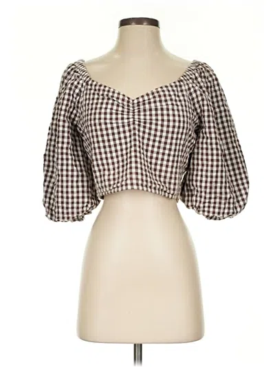 Pre-owned The Drop 3/4 Sleeve Blouse In Brown