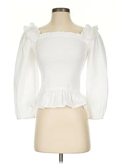 Pre-owned The Drop 3/4 Sleeve Blouse In White
