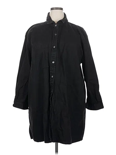 Pre-owned The Drop 3/4 Sleeve Button Down Shirt In Black