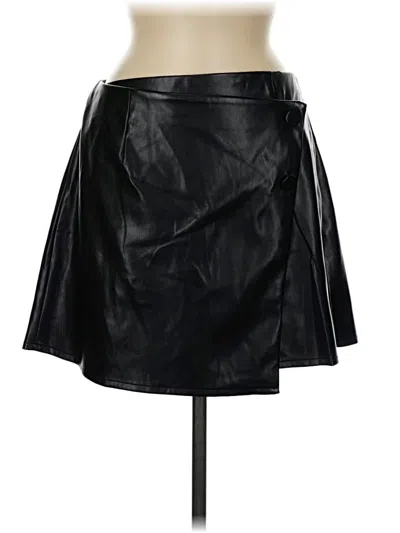 Pre-owned The Drop Faux Leather Skirt In Black
