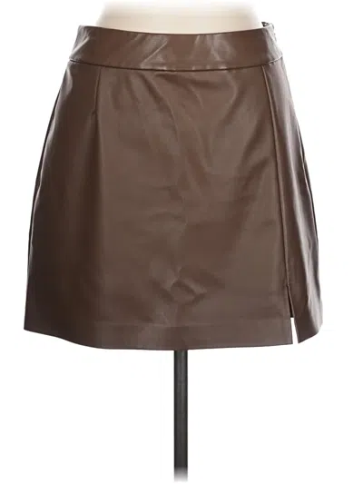 Pre-owned The Drop Faux Leather Skirt In Brown