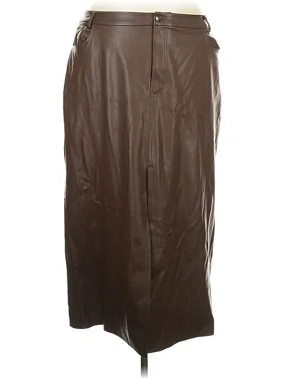 Pre-owned The Drop Faux Leather Skirt In Brown