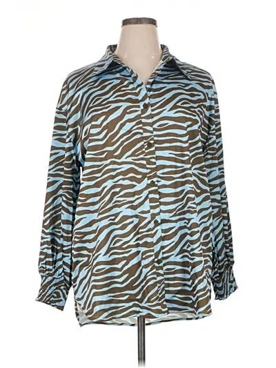 Pre-owned The Drop Long Sleeve Blouse In Blue