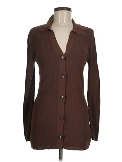 Pre-owned The Drop Long Sleeve Blouse In Brown