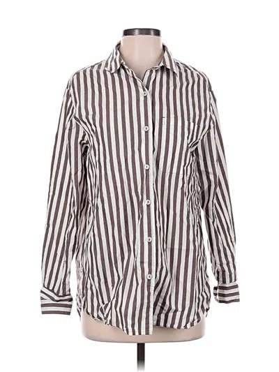 Pre-owned The Drop Long Sleeve Button Down Shirt In Brown