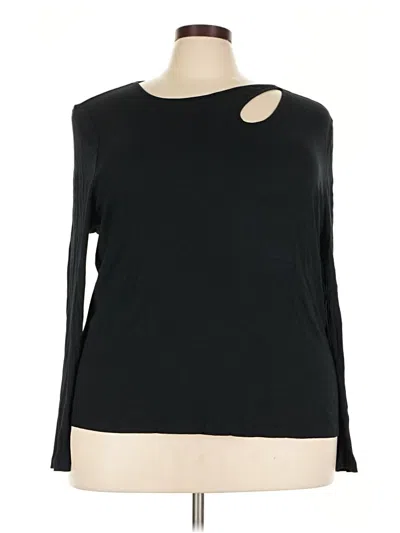 Pre-owned The Drop Long Sleeve Top Black Keyhole Neckline Tops