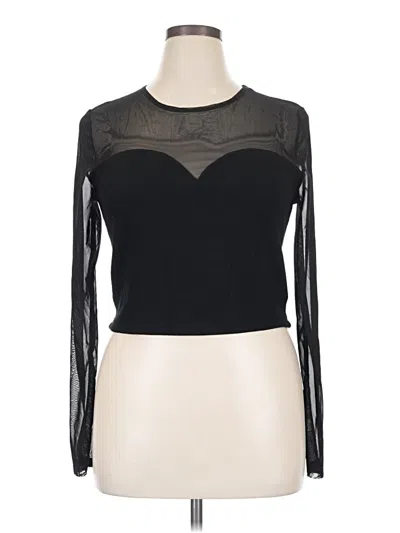 Pre-owned The Drop Long Sleeve Top Black Keyhole Neckline Tops
