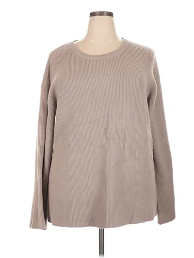 Pre-owned The Drop Long Sleeve Top Gray Crew Neck Tops