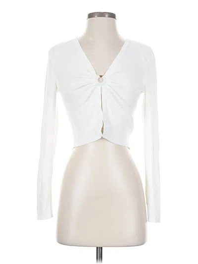 Pre-owned The Drop Long Sleeve Top Ivory Plunge Neckline Tops In White