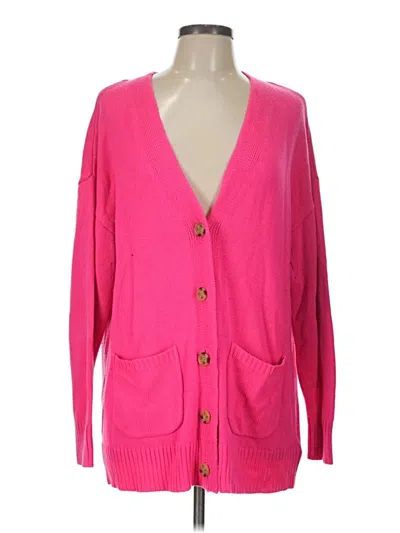 Pre-owned The Drop Long Sleeve Top Pink Plunge Neckline Tops