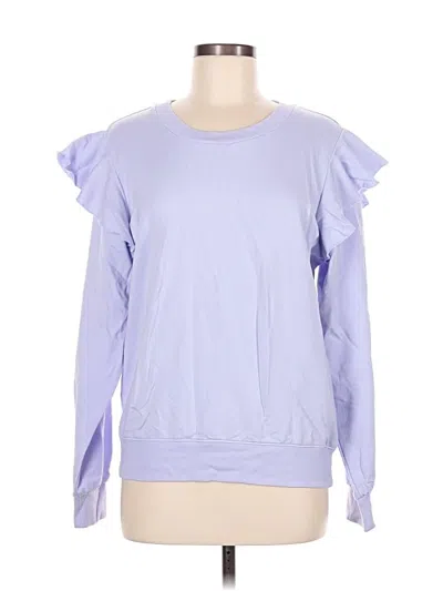 Pre-owned The Drop Long Sleeve Top Purple Crew Neck Tops