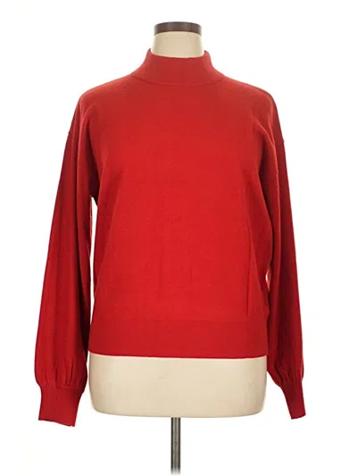 Pre-owned The Drop Long Sleeve Top Red Mock Neckline Tops