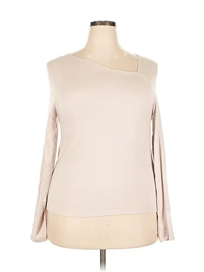 Pre-owned The Drop Long Sleeve Top Tan One Shoulder Neckline Tops In Brown