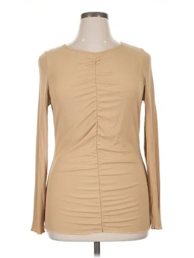 Pre-owned The Drop Long Sleeve Top Tan Sweetheart Neckline Tops