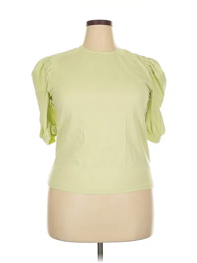 Pre-owned The Drop Short Sleeve Top Green Mock Neckline Tops