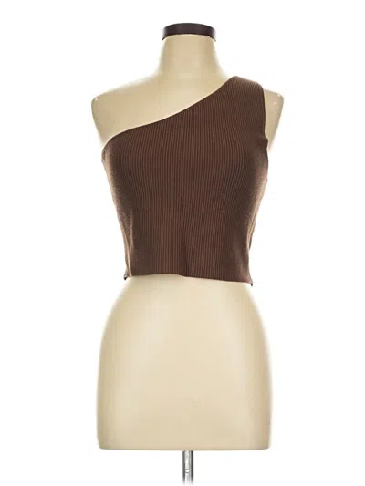 Pre-owned The Drop Sleeveless Top Brown One Shoulder Neckline Tops