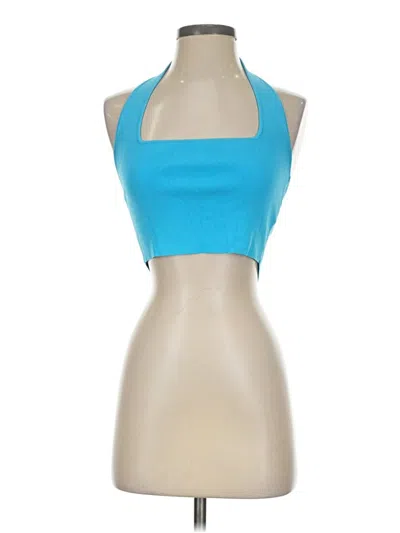 Pre-owned The Drop Tank Top Blue Halter Neckline Tops