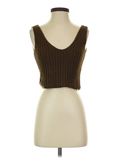 Pre-owned The Drop Tank Top Brown Strapless Neckline Tops
