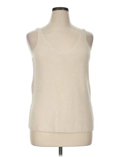 Pre-owned The Drop Tank Top Ivory Plunge Neckline Tops
