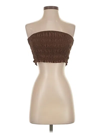 Pre-owned The Drop Tube Top Brown Strapless Neckline Tops