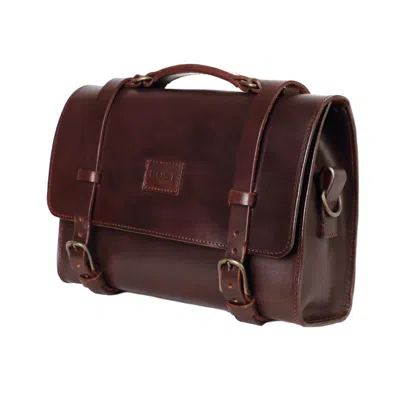 The Dust Company Men's Brown Leather Briefcase Havana In Burgundy