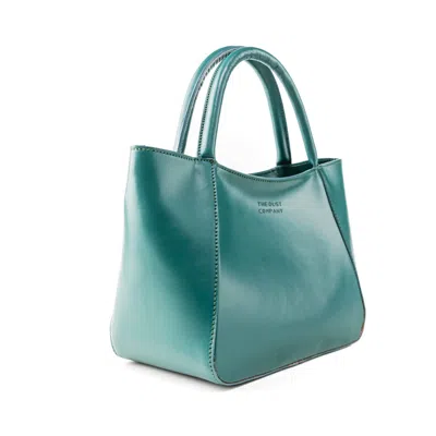 The Dust Company Women's Green Leather Tote Jade Soho Collection In Blue