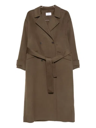 The Dynamis Studio Belted Double-breasted Coat In Brown