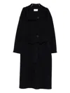 The Dynamis Studio Belted Wool Coat In Blue