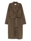 The Dynamis Studio Belted Wool Coat In Brown