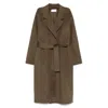 The Dynamis Studio Belted Wool Coat In Brown