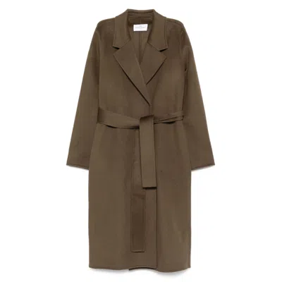 The Dynamis Studio Belted Wool Coat In Brown