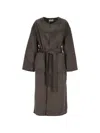 The Dynamis Studio Belted Wool Coat In Brown