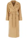 The Dynamis Studio Belted Wool Coat In Brown