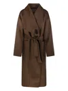 The Dynamis Studio Doubl-breasted Belted Coat In Brown
