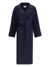 The Dynamis Studio Double-breasted Belted Coat In Blue