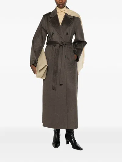 The Dynamis Studio Double-breasted Belted Coat In Gray