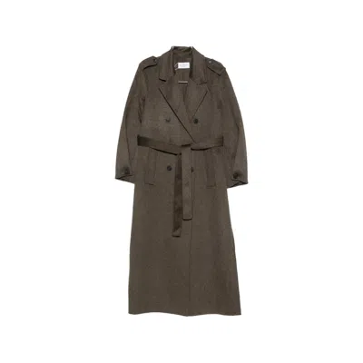 The Dynamis Studio Double-breasted Belted Coat In Brown