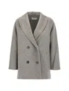 The Dynamis Studio Double-breasted Shawl-lapel Coat In Gray