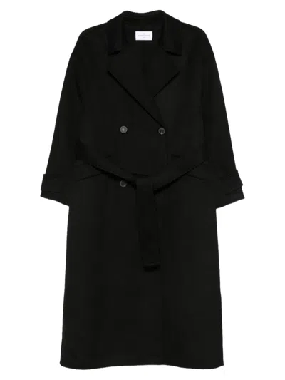 The Dynamis Studio Double-breasted Wool Belted Coat In Black