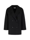 The Dynamis Studio Double-breasted Wool Coat In Black
