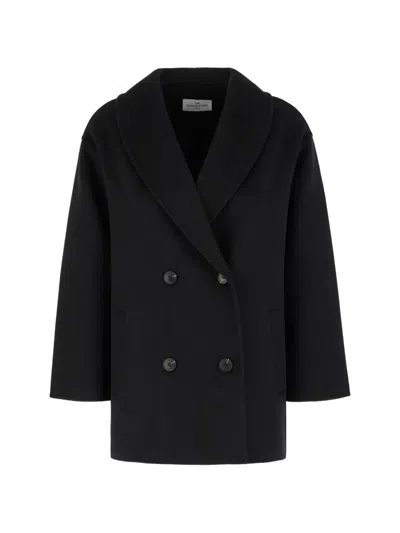 The Dynamis Studio Double-breasted Wool Coat In Black