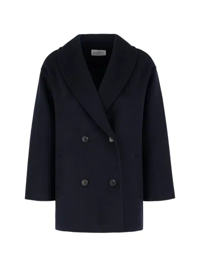 The Dynamis Studio Double-breasted Wool Coat In Blue