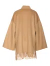 The Dynamis Studio Fringed-hem V-neck Coat In Brown