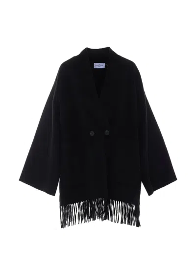 The Dynamis Studio Fringed V-neck Jacket In Black